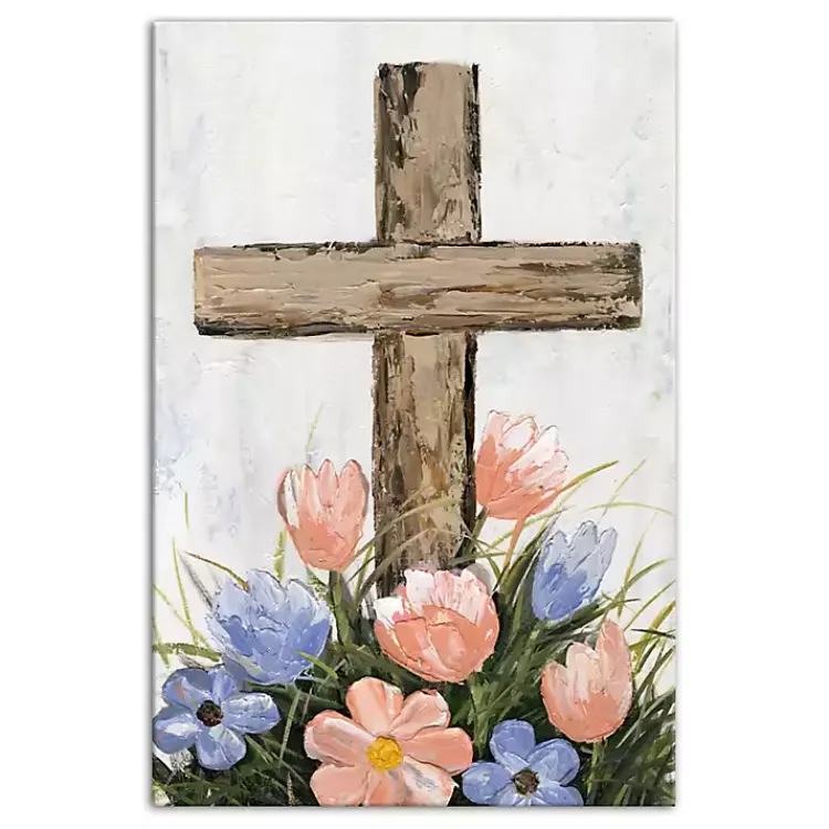 Hot Floral Easter Cross Canvas Art Print Easter Decorations