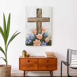 Hot Floral Easter Cross Canvas Art Print Easter Decorations