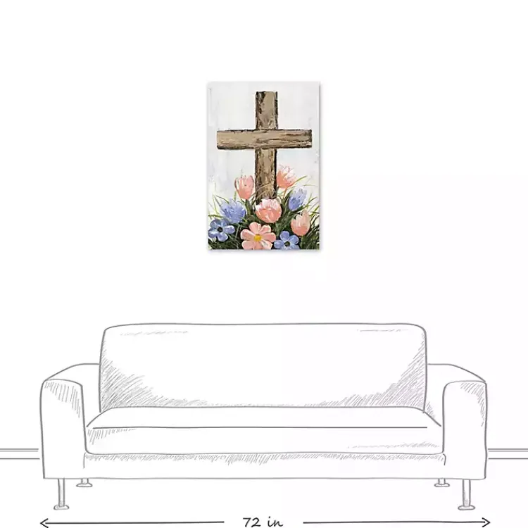 Hot Floral Easter Cross Canvas Art Print Easter Decorations