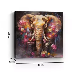 Kirklands Home Canvas Art|Floral Elephant Canvas Art Print