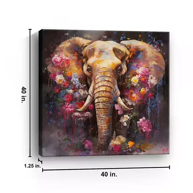 Kirklands Home Canvas Art|Floral Elephant Canvas Art Print