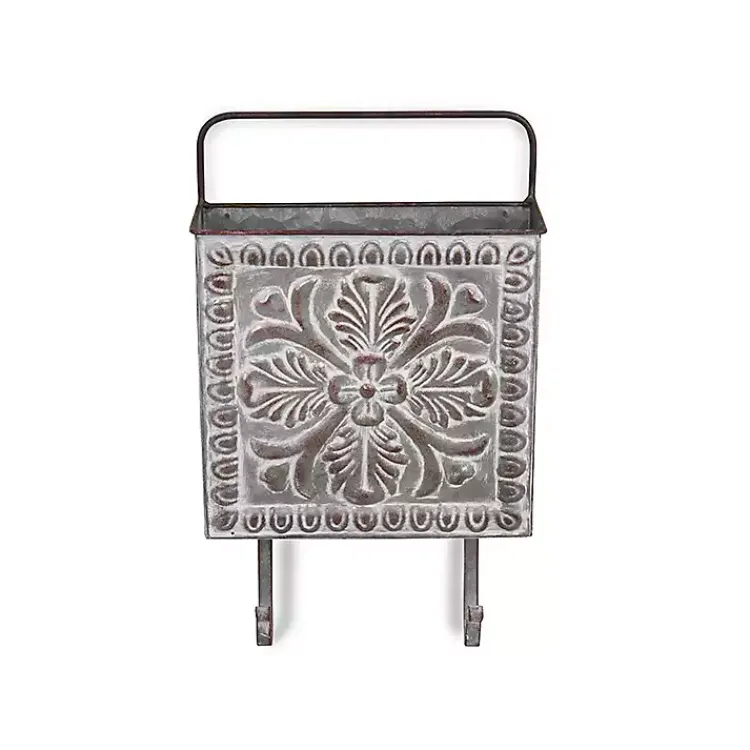 Kirklands Home Wall Storage|Floral Embossed Metal Wall Pocket