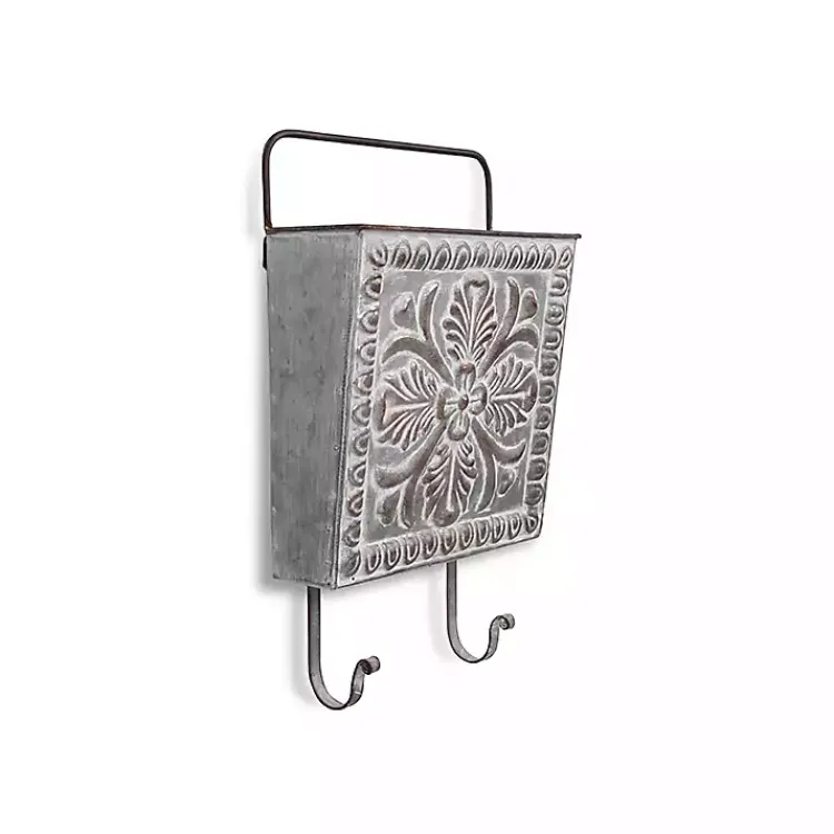 Kirklands Home Wall Storage|Floral Embossed Metal Wall Pocket
