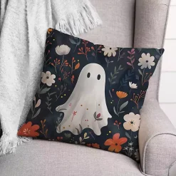 Floral Ghost Throw Pillow Halloween