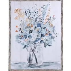 Kirklands Home Framed Art|Floral In A Jar II Framed Wall Art Print Blue