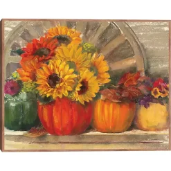 Sale Floral Pumpkins Framed Canvas Art Print Fall