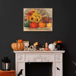 Sale Floral Pumpkins Framed Canvas Art Print Fall