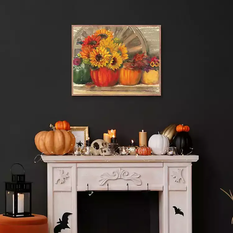 Sale Floral Pumpkins Framed Canvas Art Print Fall