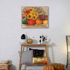Sale Floral Pumpkins Framed Canvas Art Print Fall