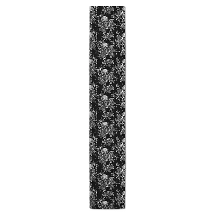 Kirklands Home Table Linens|Floral Skulls Halloween Table Runner