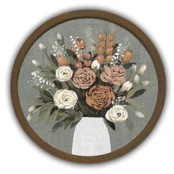Kirklands Home Framed Art|Floral Spice Bouquet Round Framed Print Brown