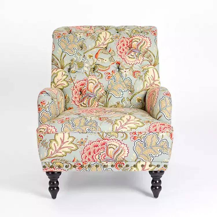 Kirklands Home Accent Chairs|Floral Tufted Rebecca Accent Chair Pink