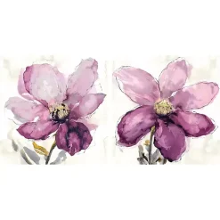 Kirklands Home Canvas Art|Floral Wash Giclee Canvas Art Print, Set of 2 Purple
