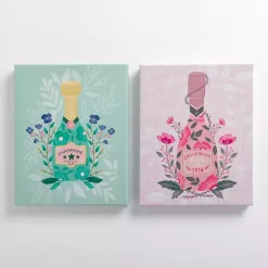 Kirklands Home Canvas Art|Floral Wine Bottles Canvas Art Prints, Set of 2