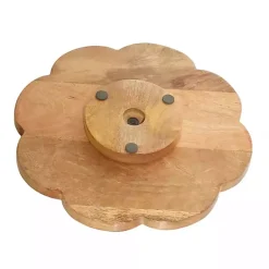Kirklands Home Serving & Entertaining|Floral Wood Lazy Susan Cake Stand Brown