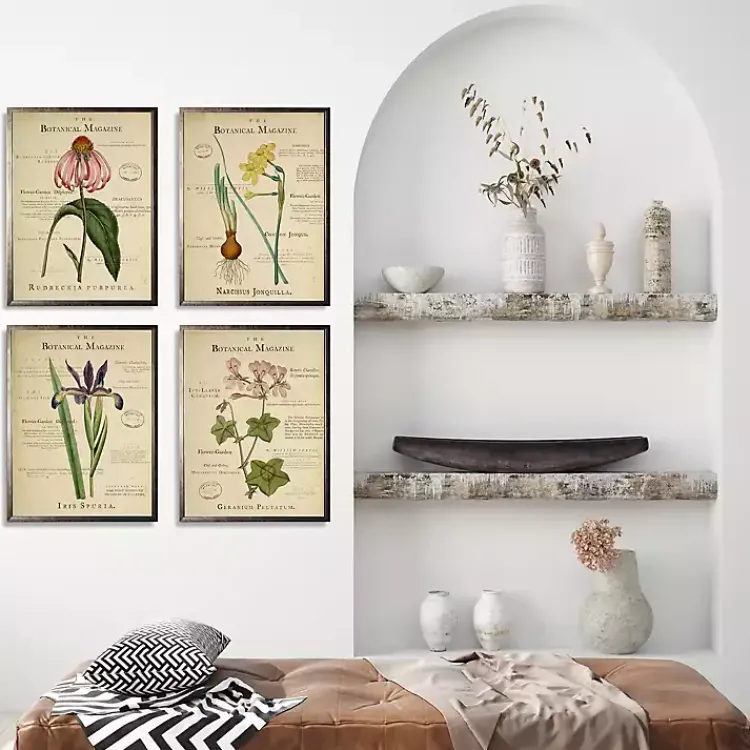 Kirklands Home Framed Art|Flower Magazine Framed Art Prints, Set of 4