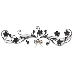 Kirklands Home Wall Plaques|Flower Scroll Metal Wall Plaque Black