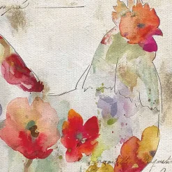 Kirklands Home Canvas Art|Flowered Chicken Canvas Art Print, Set of 2 Multi