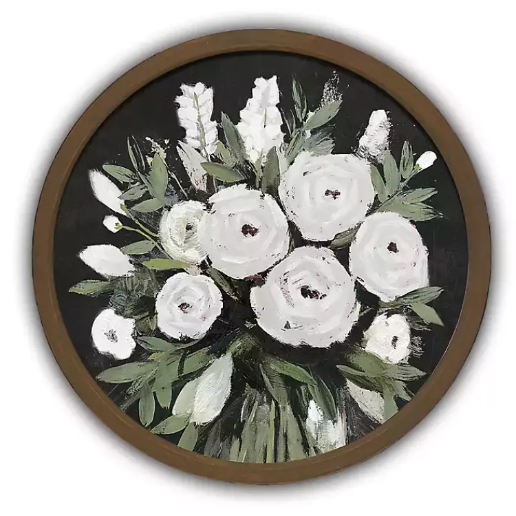 Kirklands Home Framed Art|Flowers on Black Background Brown Framed Art Print
