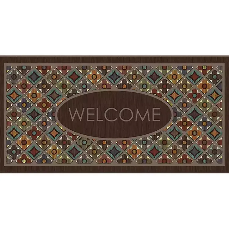 Kirklands Home Doormats|Flowery Tiles Entry Doormat Brown