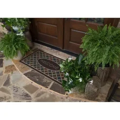 Kirklands Home Doormats|Flowery Tiles Entry Doormat Brown
