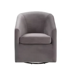 Kirklands Home Accent Chairs|Fog Velvet Swivel Barrel Accent Chair Gray