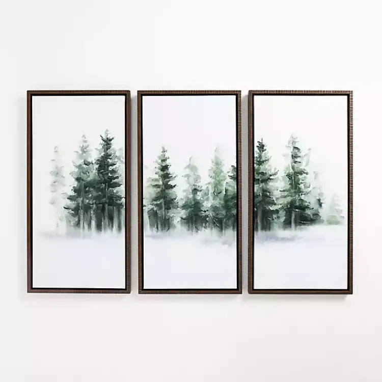 Kirklands Home Canvas Art|Foggy Forest Framed Canvas Art Prints, Set of 3