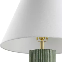 Kirklands Home Table Lamps|Forest Green Ribbed Table Lamp White