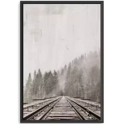 Kirklands Home Canvas Art|Forest Railway Framed Giclee Canvas Art Print