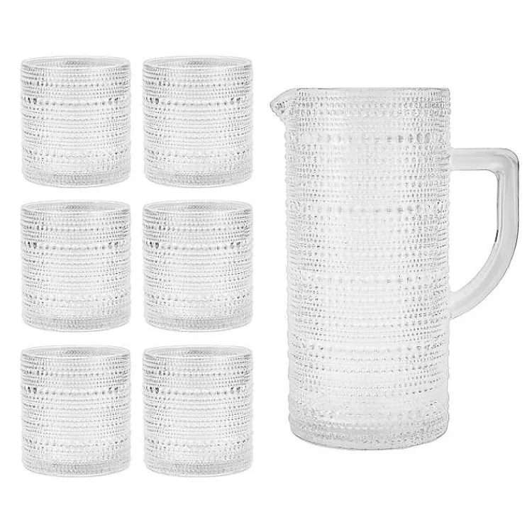 Kirklands Home Glassware & Drinkware|Fortessa Bead Glasses and Pitcher, Set of 7 Clear