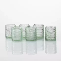 Kirklands Home Glassware & Drinkware|Fortessa Sage Bead Short Glasses, Set of 6 Green