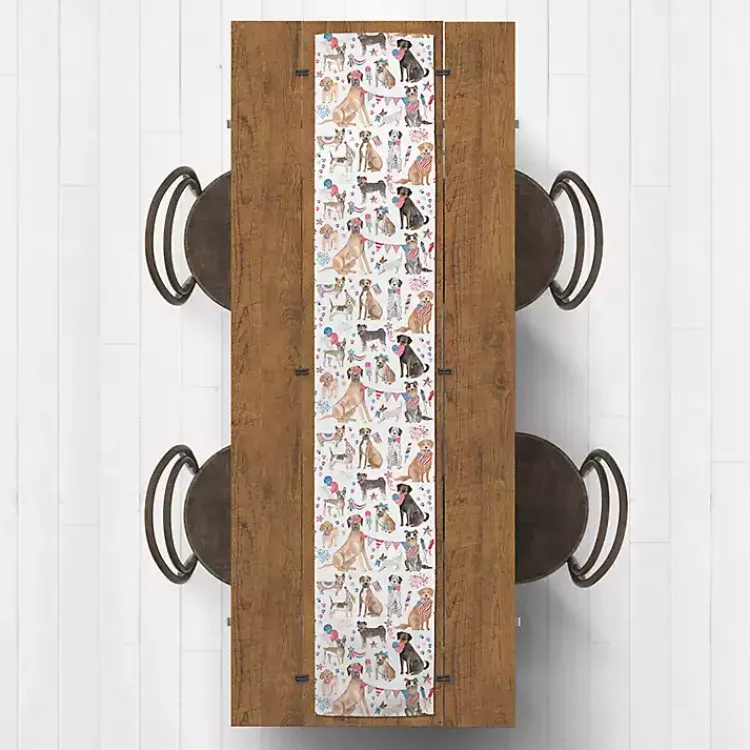 Kirklands Home Table Linens|Fourth of July Patriotic Pups Table Runner, 72 in.