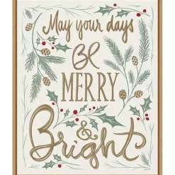 Hot Framed Merry and Bright Christmas Canvas Art Print Christmas Art & Wall Decor