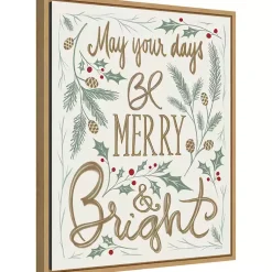 Hot Framed Merry and Bright Christmas Canvas Art Print Christmas Art & Wall Decor