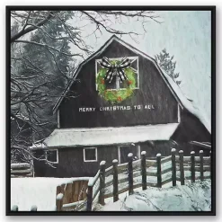 Sale Framed Merry Christmas Barn Canvas Art Print Christmas Art & Wall Decor
