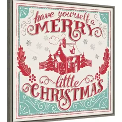 Hot Framed Retro Merry Lil Christmas Canvas Art Print Christmas Art & Wall Decor
