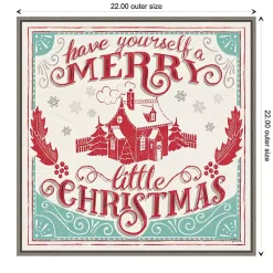 Hot Framed Retro Merry Lil Christmas Canvas Art Print Christmas Art & Wall Decor