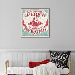 Hot Framed Retro Merry Lil Christmas Canvas Art Print Christmas Art & Wall Decor