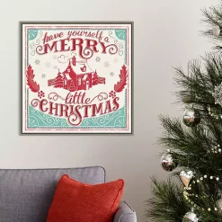 Hot Framed Retro Merry Lil Christmas Canvas Art Print Christmas Art & Wall Decor