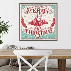 Hot Framed Retro Merry Lil Christmas Canvas Art Print Christmas Art & Wall Decor
