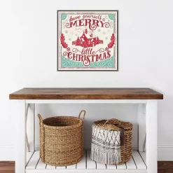 Hot Framed Retro Merry Lil Christmas Canvas Art Print Christmas Art & Wall Decor