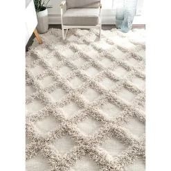 Kirklands Home Area Rugs|Francis Shaggy Diamond Trellis Area Rug, 5x8
