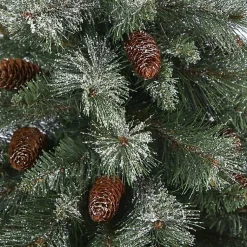 French Alps Mountain Pine Tree in Red Planter Christmas Arrangements & Garland