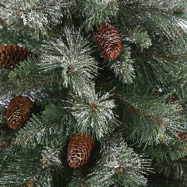 French Alps Mountain Pine Tree in Red Planter Christmas Arrangements & Garland