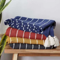 Clearance French Slub Stripe Decorative Throw Blankets & Throws