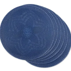 Kirklands Home Table Linens|French Woven Round Placemats, Set of 6 Blue