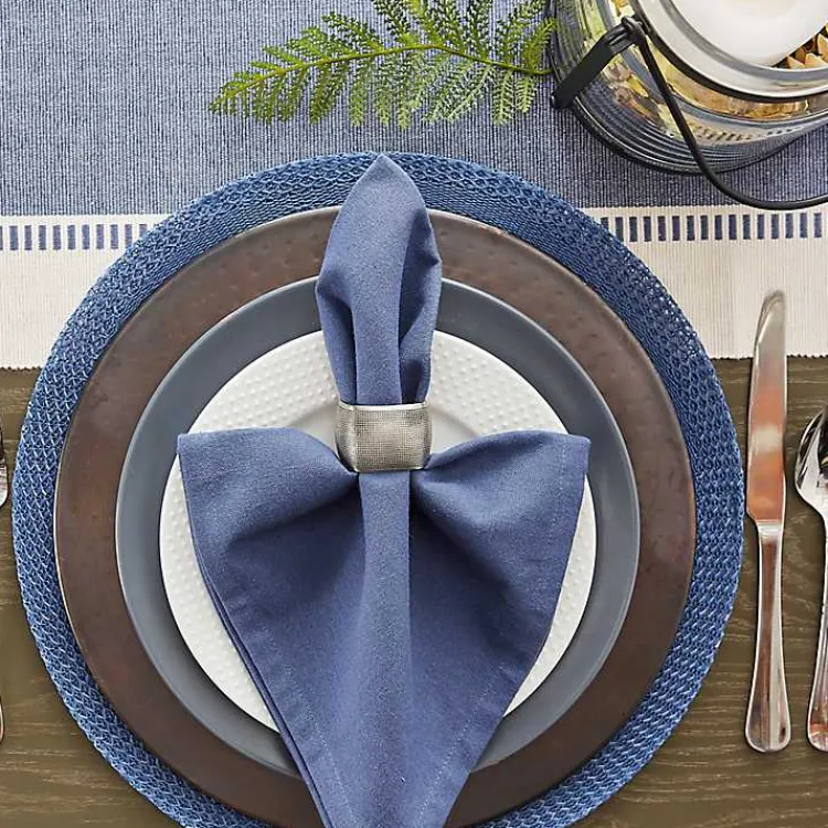 Kirklands Home Table Linens|French Woven Round Placemats, Set of 6 Blue