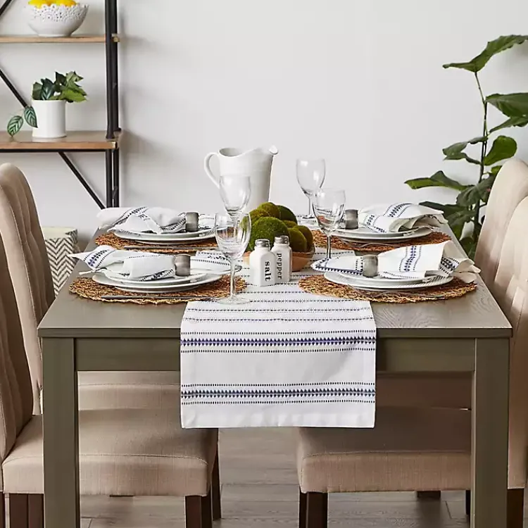 Kirklands Home Table Linens|French Zig Zag Stripe Table Runner, 72 in. Blue