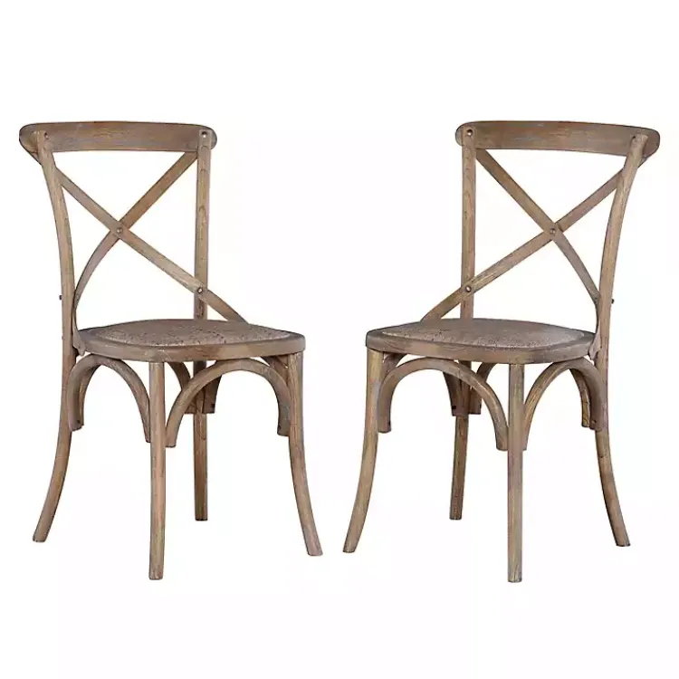 Kirklands Home Dining Chairs|French Country X-Back Dining Chairs, Set of 2 Gray