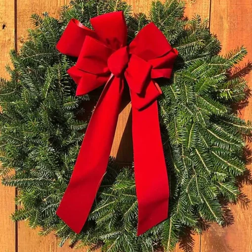 Clearance Fresh Cut Balsam Fir Wreath with Red Bow Fresh Christmas Wreaths & Greenery
